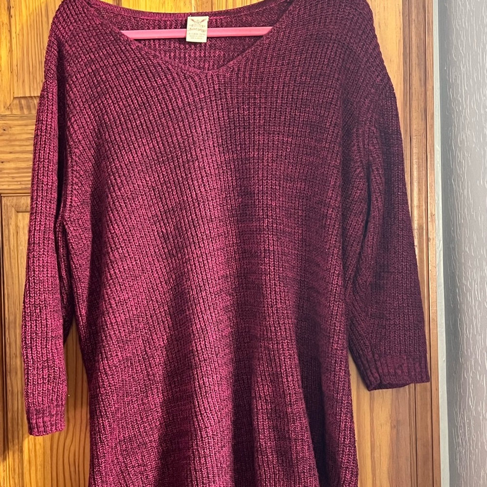 Faded Glory size 18-20 (2x) Women's Dark Pink and Black Sweater